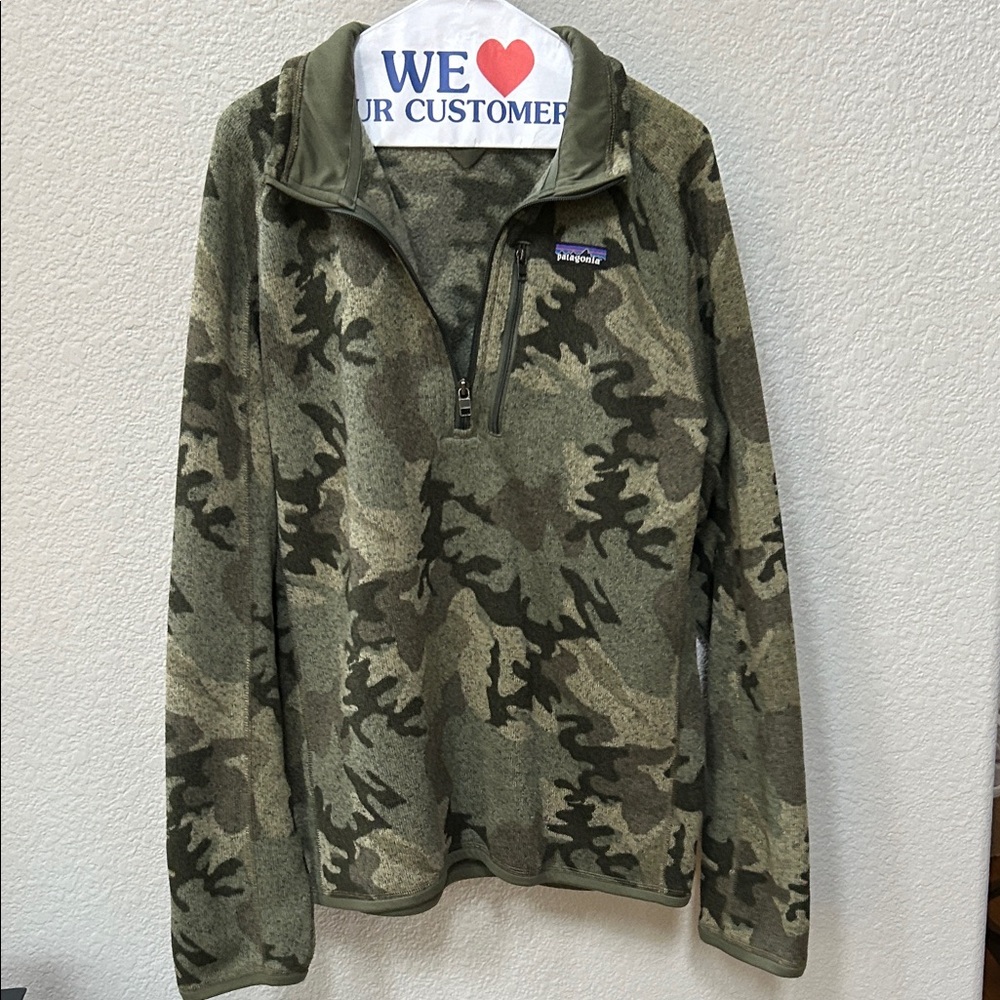 Patagonia Green Camouflage Fleece quarter-zip Jacket